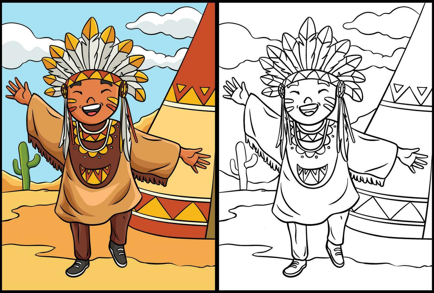 Lycklig inföding amerikan indisk flicka illustration vektor