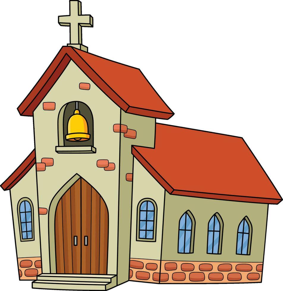 kristen kyrka tecknad serie färgad ClipArt vektor
