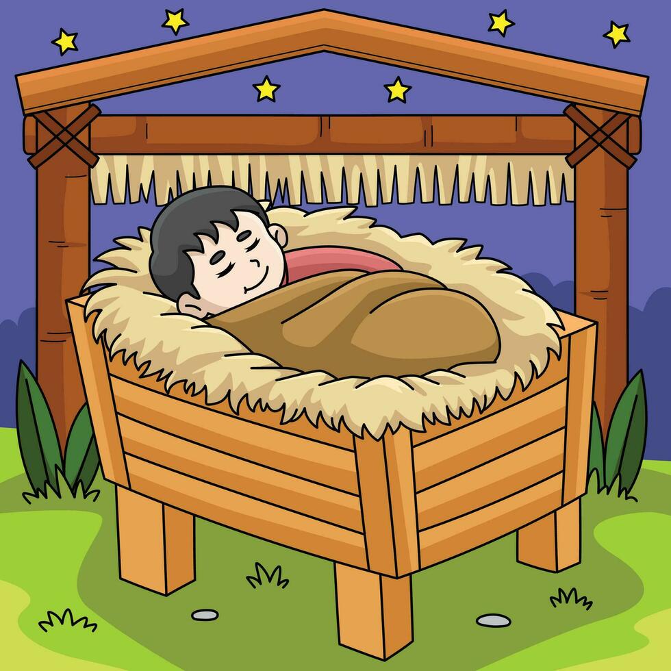 Christian Baby Jesus farbig Karikatur Illustration vektor