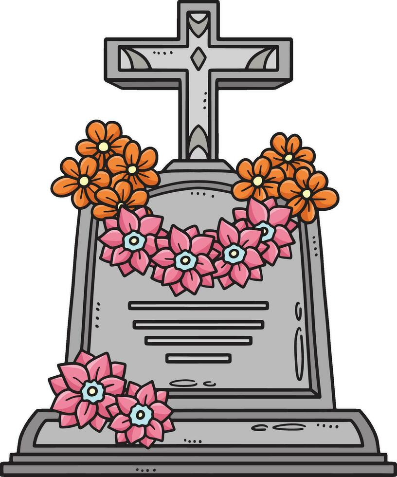 Grabstein mit ein Blume Karikatur farbig Clip Art vektor