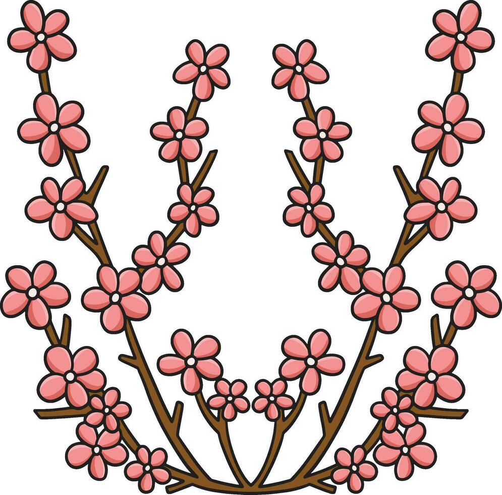 cherry blossom blomma tecknad färgad clipart vektor