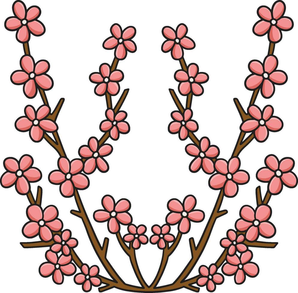 Kirschblüten-Blumenkarikatur farbige Cliparts vektor