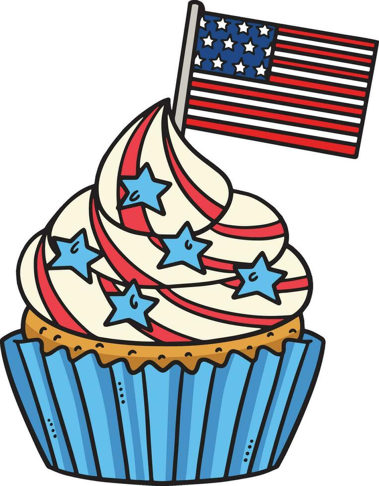 muffins med ett amerikan flagga tecknad serie ClipArt vektor