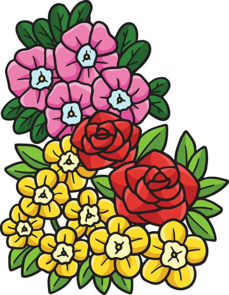 vår bukett blommor tecknad serie färgad ClipArt vektor