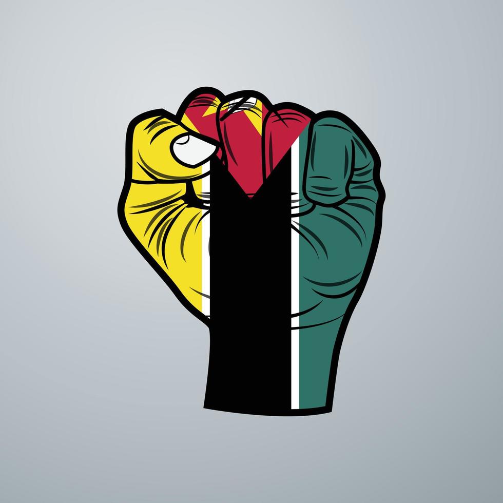 Mosambik-Flagge mit Hand-Design vektor