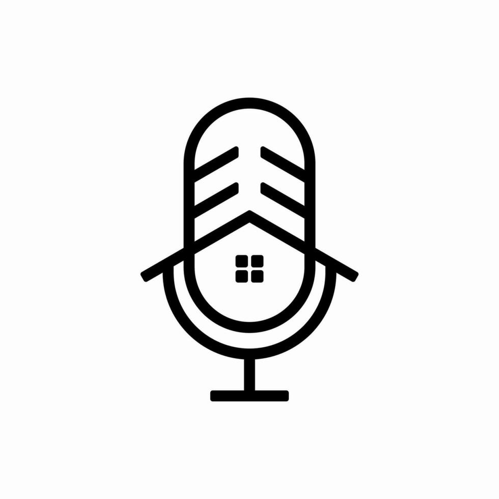 Podcast Zuhause Immobilien Medien Unterhaltung modern Symbol Logo, Podcast mit modern Zuhause Logo Design Konzept Vektor Kunst