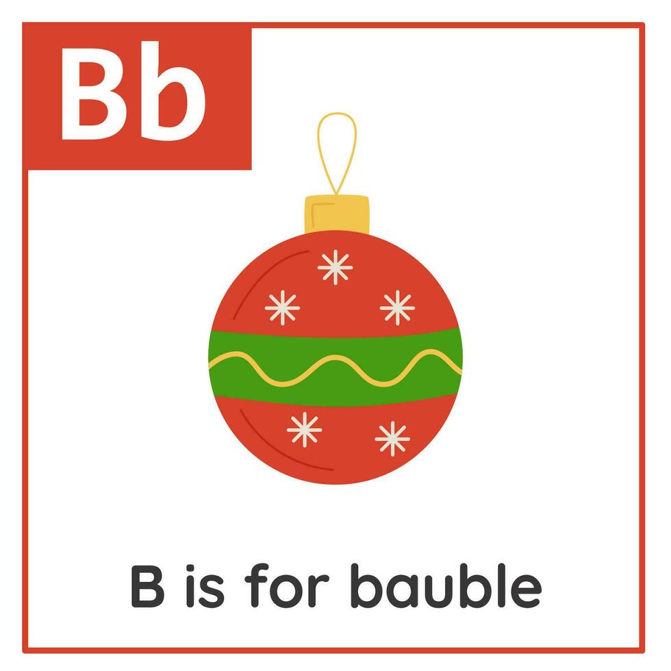 Lernen Englisch Alphabet zum Kinder. Brief b. Weihnachten Karten. Arbeitsblatt zum Kinder. vektor