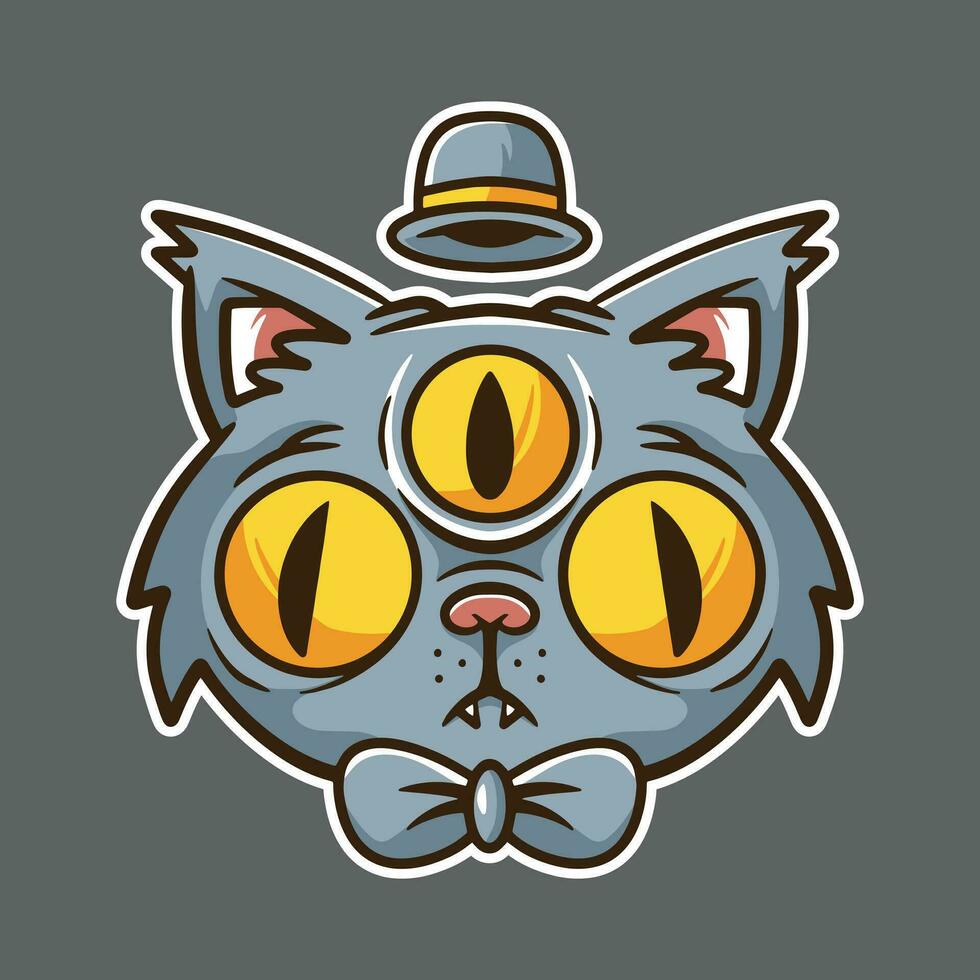 drei Augen Katze Logo Design, Aufkleber, Poster, Drucken und andere Verwendet vektor
