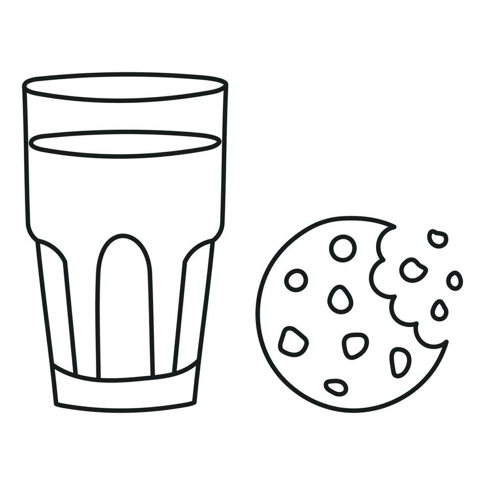 illustration av hand dragen glas av mjölk med småkakor vektor
