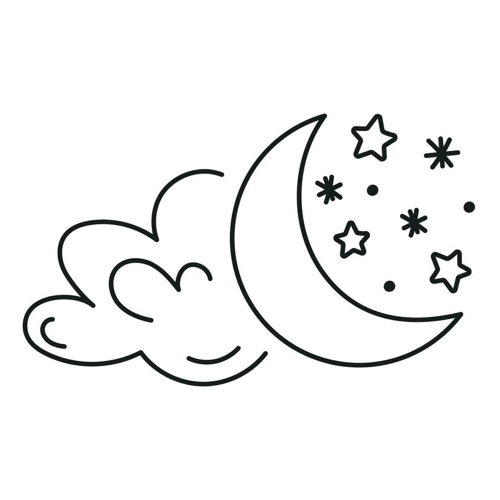 Illustration von Mond mit Star auf Weiß Hintergrund vektor