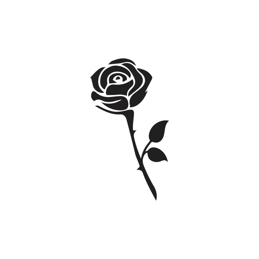 Rose Symbol Illustration mit Blätter, Blume Silhouetten. Vektor Illustration, Rose Symbol. einfach Rose unterzeichnen. Blume Symbol