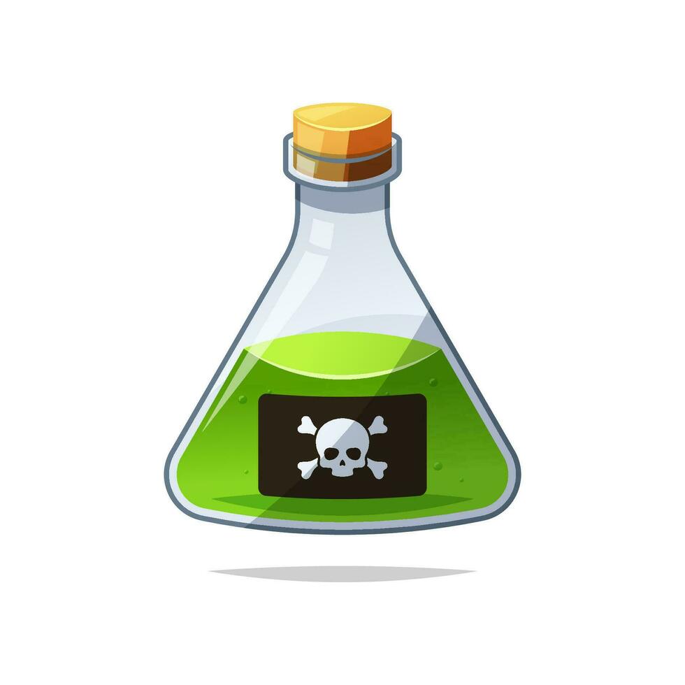 Flasche von vergiften Vektor isoliert.Glas Becherglas mit ein giftig flüssig.