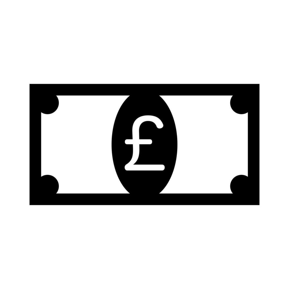 Pfund Banknote Silhouette Symbol. Vektor. vektor