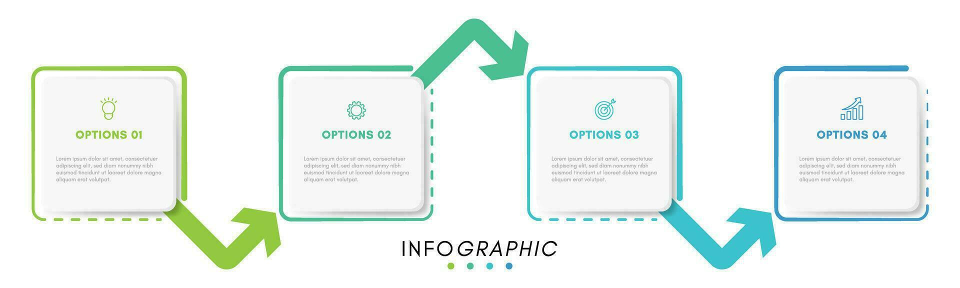 Vektor Infografikdesign Vorlage mit Symbole, Pfeil, und 4 Optionen oder Schritte.