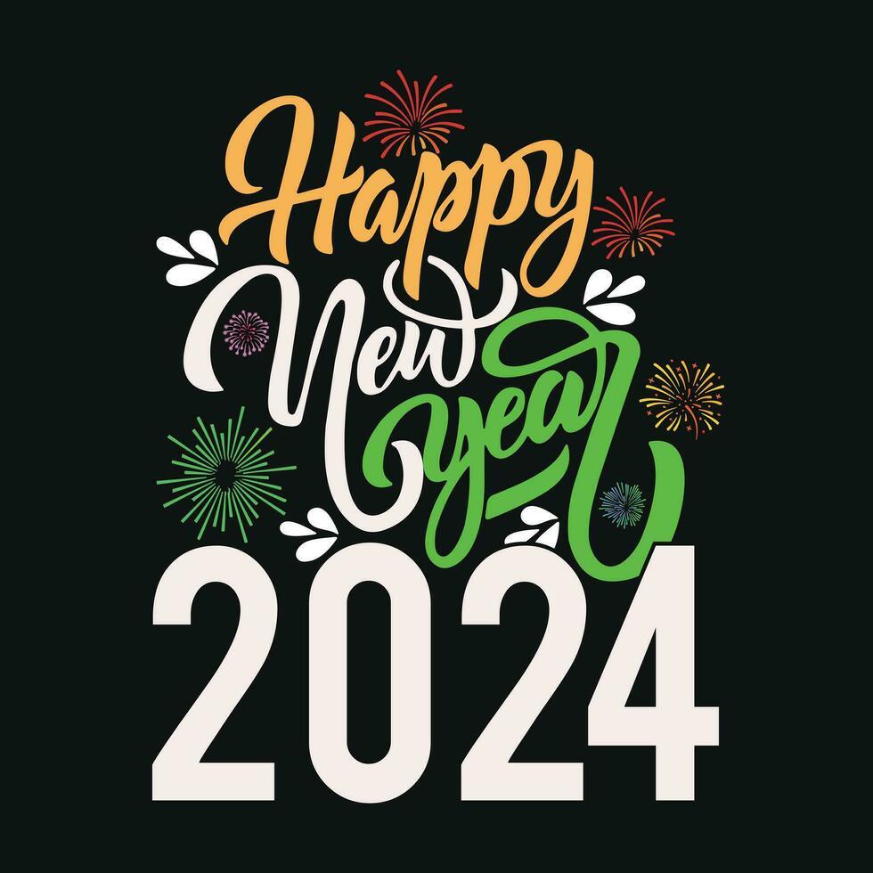 glücklich Neu Jahr t Hemd Design, glücklich Neu Jahr 2024, Typografie, Urlaub, Neu Jahr t Hemd Design, 2024 t Shirt, modisch, Festival, T-Shirt Design völlig Vektor Grafik zum T-Shirt drucken Design.