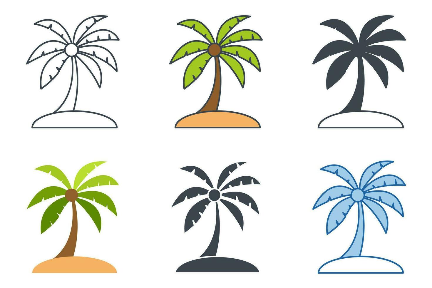 Palme Baum Symbol Sammlung mit anders Stile. Palme Baum Symbol Symbol Vektor Illustration isoliert auf Weiß Hintergrund