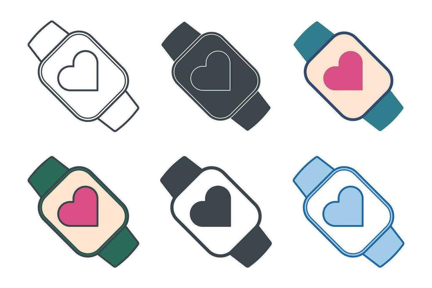 Smartwatch Symbol Sammlung mit anders Stile. Fitness Tracker Symbol Symbol Vektor Illustration isoliert auf Weiß Hintergrund