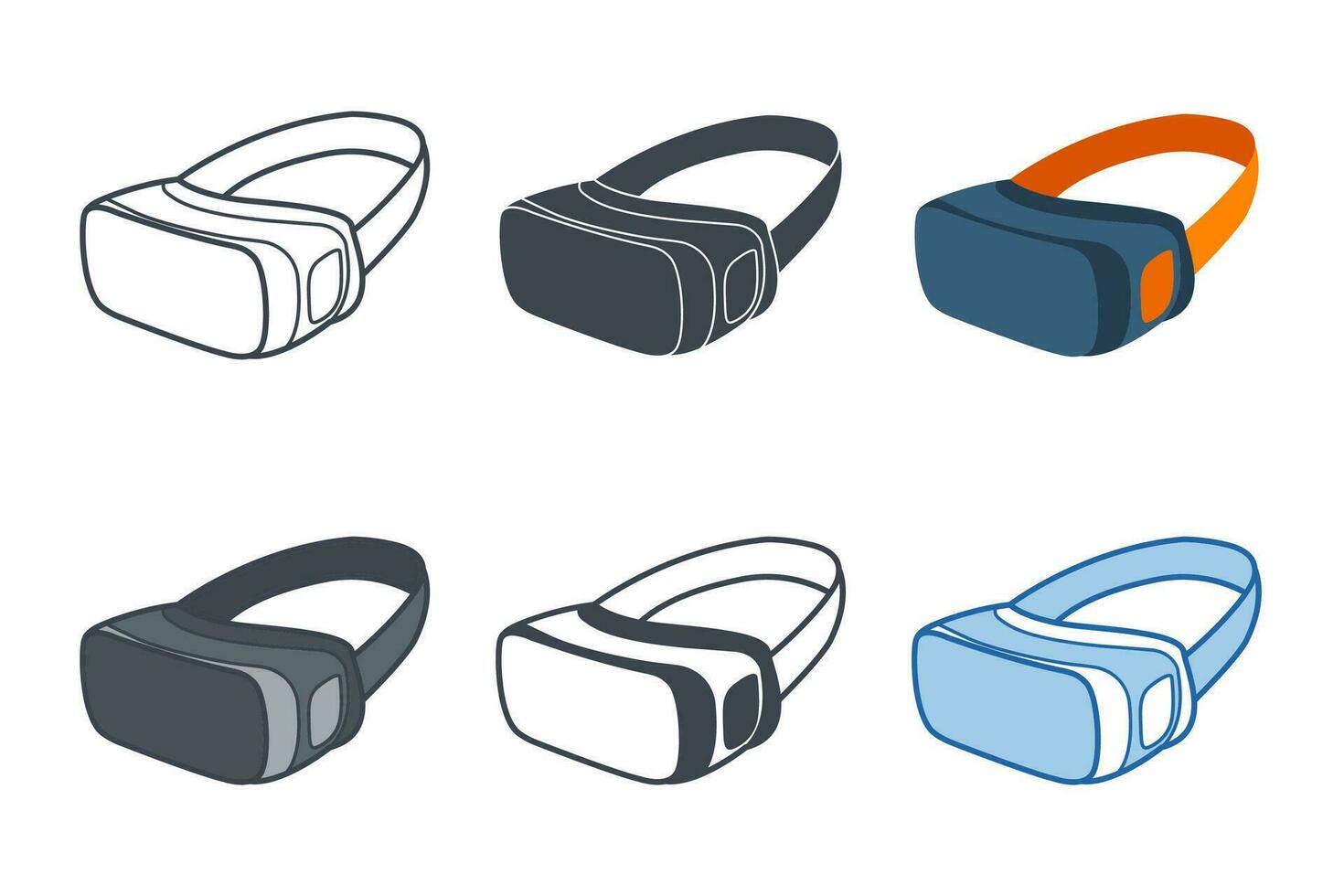 vr Headset Symbol Sammlung mit anders Stile. virtuell Wirklichkeit Gerät Symbol Symbol Vektor Illustration isoliert auf Weiß Hintergrund