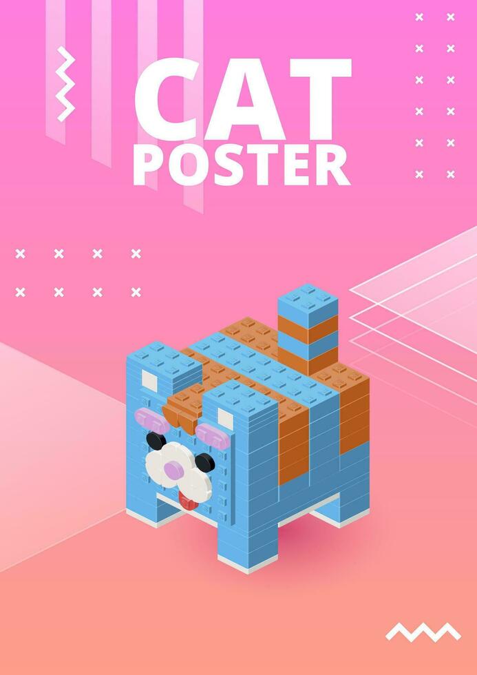 Poster mit ein Blau Katze zum Drucken und Design. Vektor Illustration.