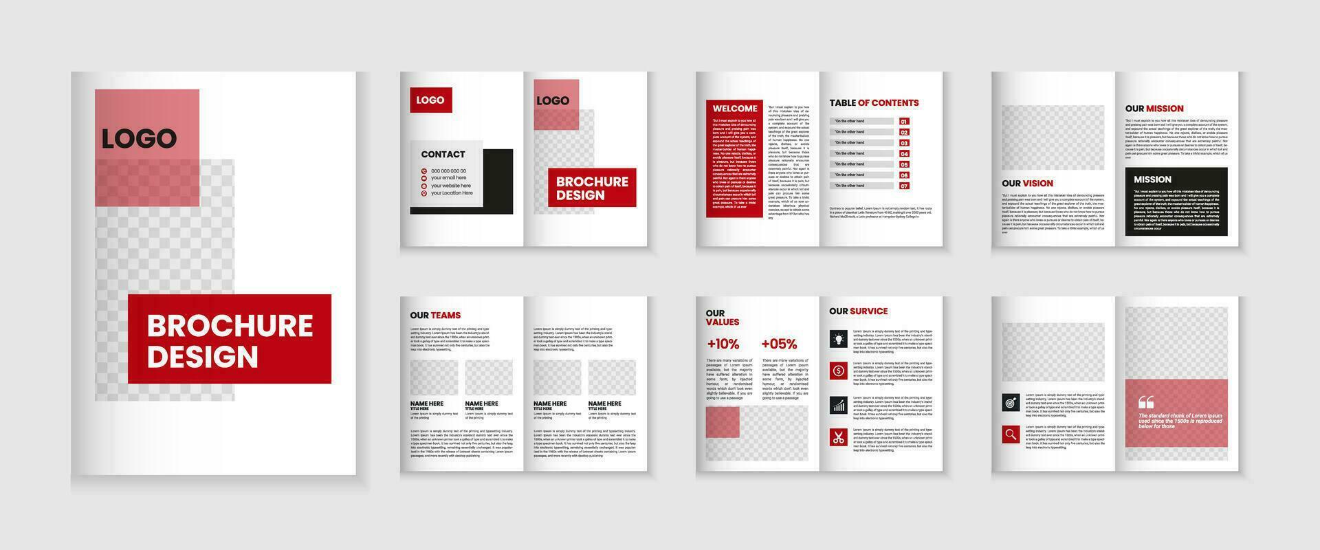 12 Seite korporativ Broschüre Profil Design, Geschäft Broschüre Layout, a4 Größe Mehrere Seiten Flyer Design, Unternehmen Profil und jährlich Bericht Vorlage Design vektor