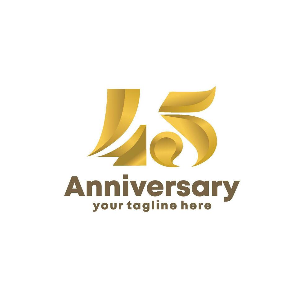 45 årsdag logotyp i gyllene vektor