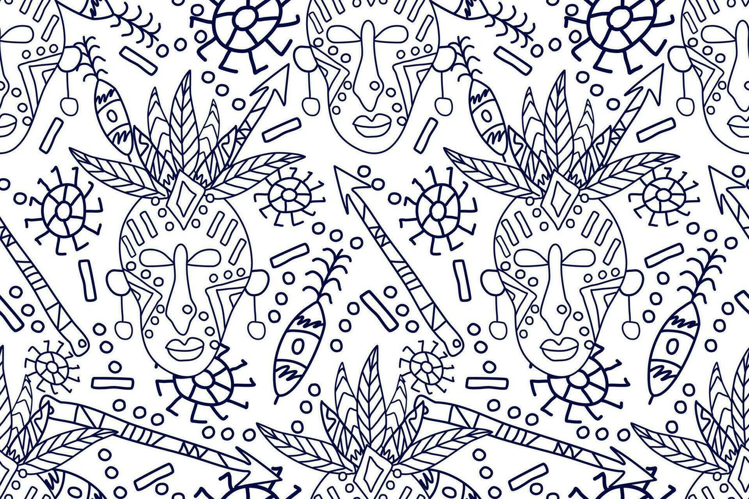 afrikanisch nahtlos Muster.blau und Weiß Hintergrund.aztec Stil abstrakt Vektor illustration.design zum Textur, Stoff, Kleidung, Verpackung, Dekoration. afrikanisch Gekritzel Kunst Muster.