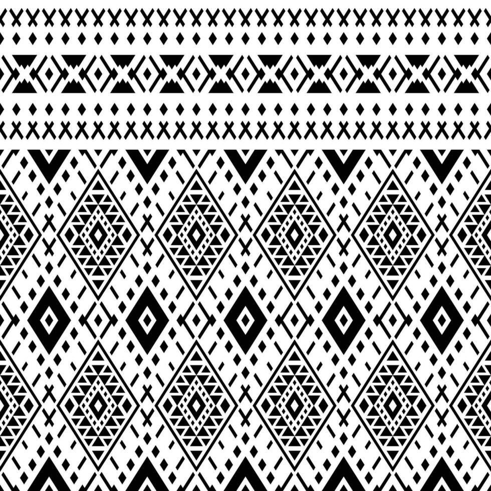 sömlös stam- geometrisk mönster. vektor abstrakt med etnisk motiv. inföding amerikan konst illustration. svart och vit. design för matta, ridå, textil, tyg, matta, broderi, mode, ikat.