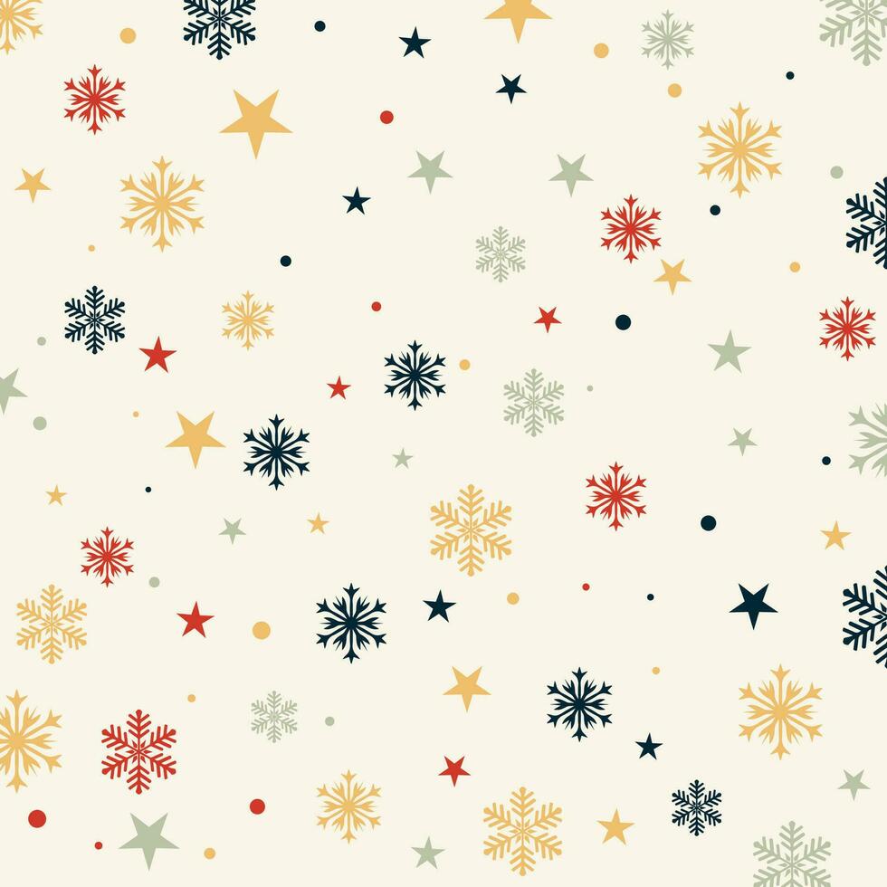 Weihnachten Muster Hintergrund mit Schneeflocken und Sterne Design vektor