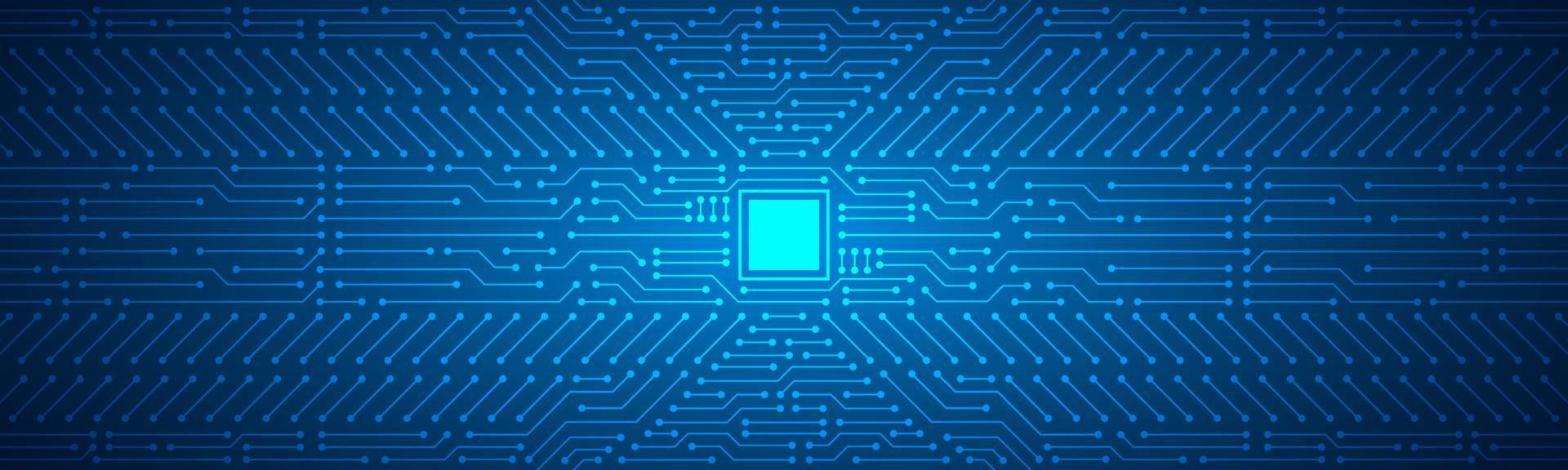 Mikrochiptechnologiehintergrund, blaues digitales Leiterplattenmuster vektor