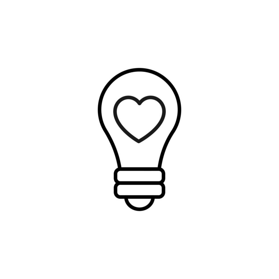 Herz im Lampe Gliederung einfach Symbol von dünn Linie. Vektor Illustration zum Netz Websites, Apps, Design, Banner und andere Zwecke