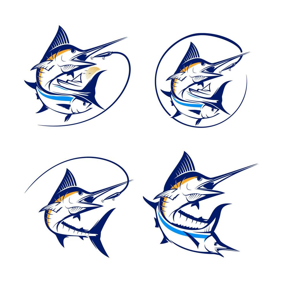 Marlin Fisch Angeln Logo Logo Vorlage vektor
