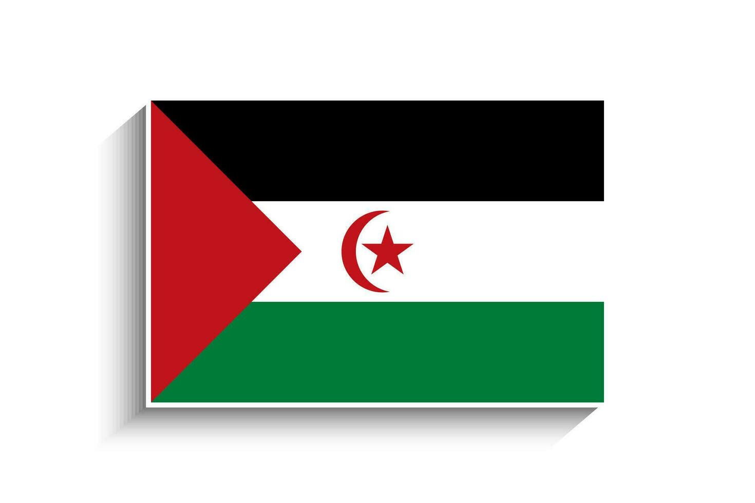 platt rektangel sahrawi arab demokratisk republik flagga ikon vektor