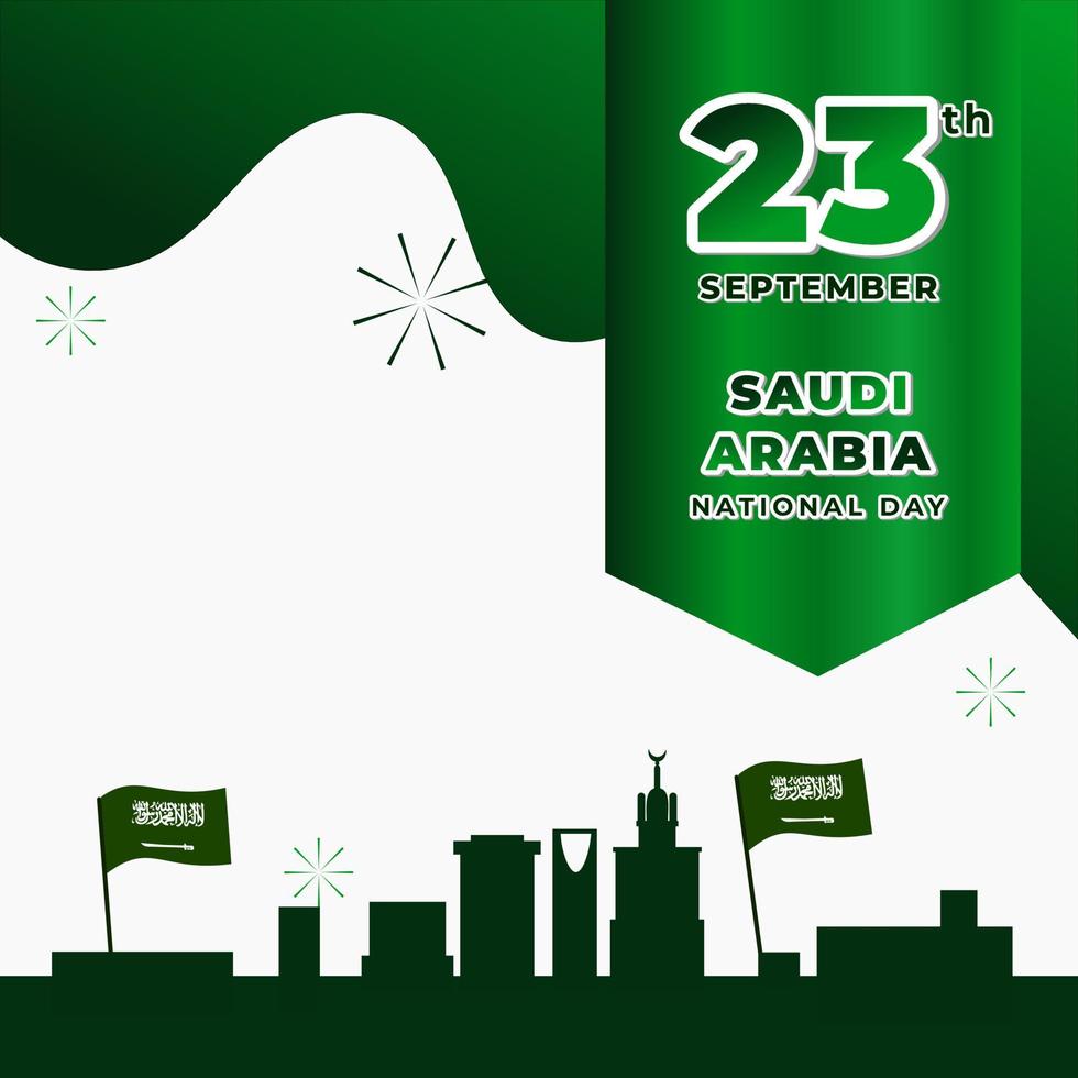 Saudi-Arabien Nationalfeiertag mit Flaggen und grünem Element vektor