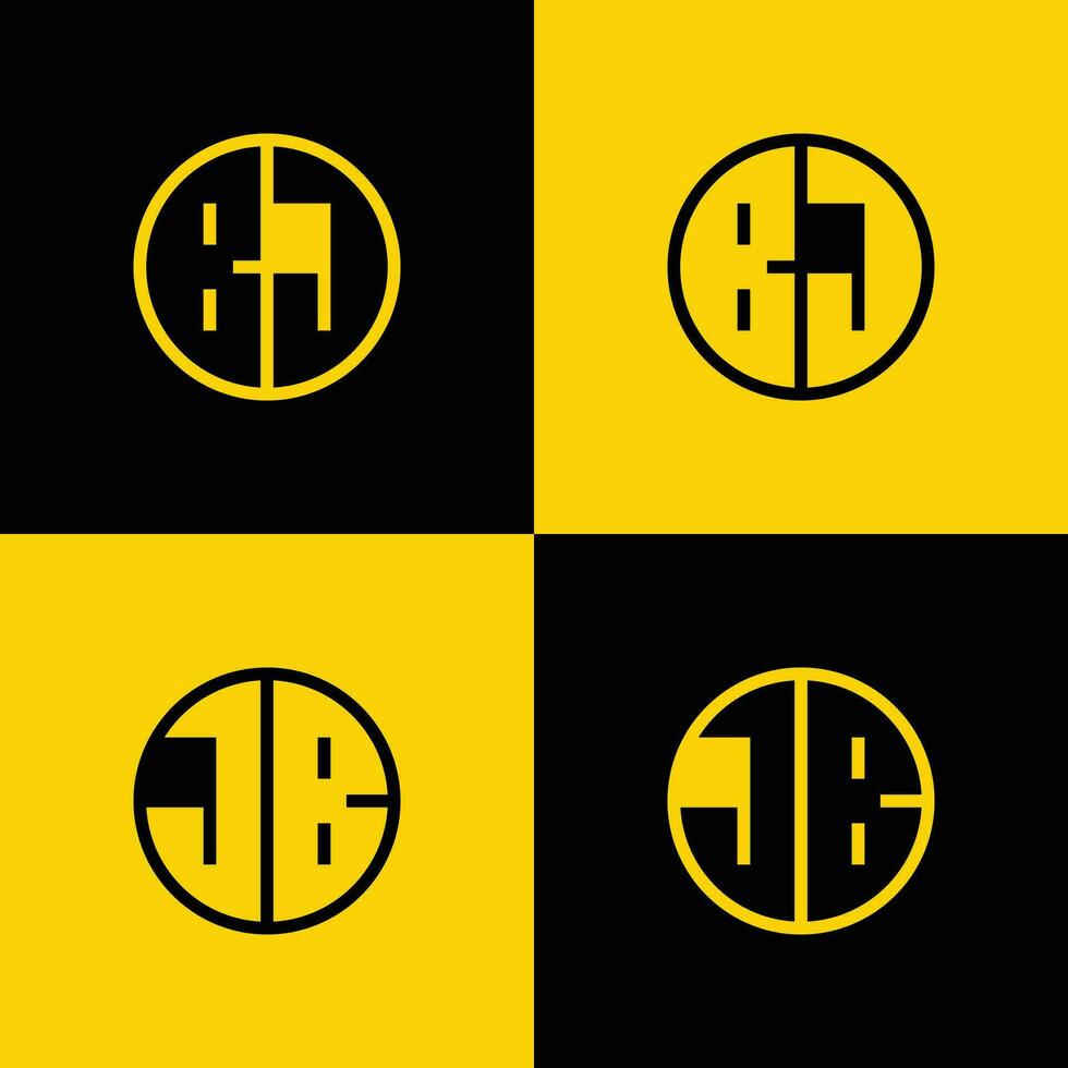enkel bj och J B brev cirkel logotyp uppsättning, lämplig för företag med bj eller J B första. vektor