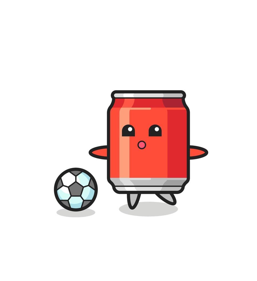 illustration av drinkburk tecknad spelar fotboll vektor