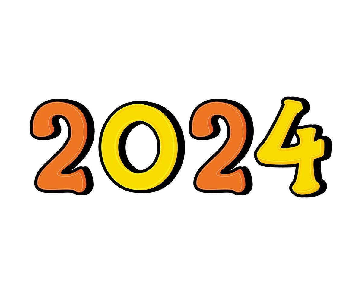 Lycklig ny år 2024 abstrakt orange och gul grafisk design vektor logotyp symbol illustration