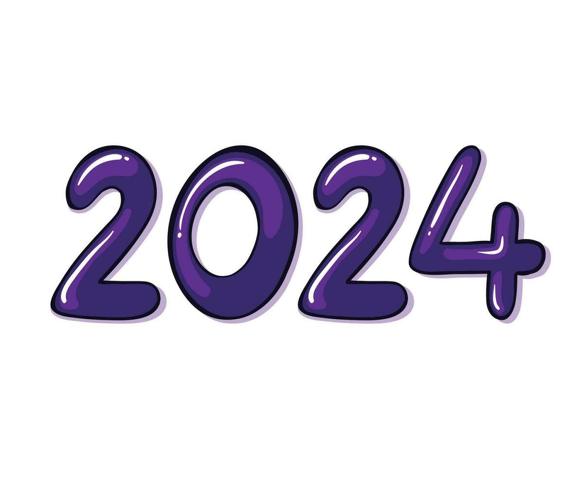 Lycklig ny år 2024 abstrakt lila grafisk design vektor logotyp symbol illustration