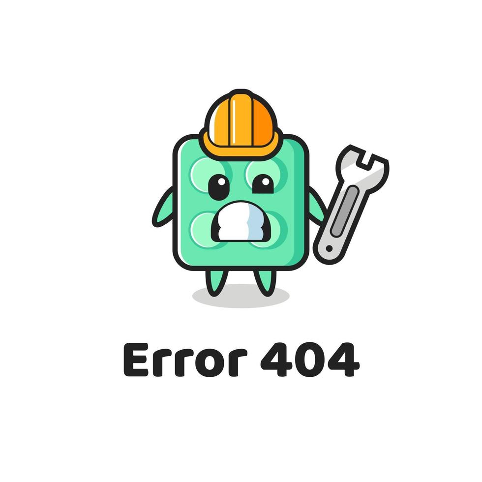 Fehler 404 mit dem süßen Ziegelstein-Spielzeug-Maskottchen vektor
