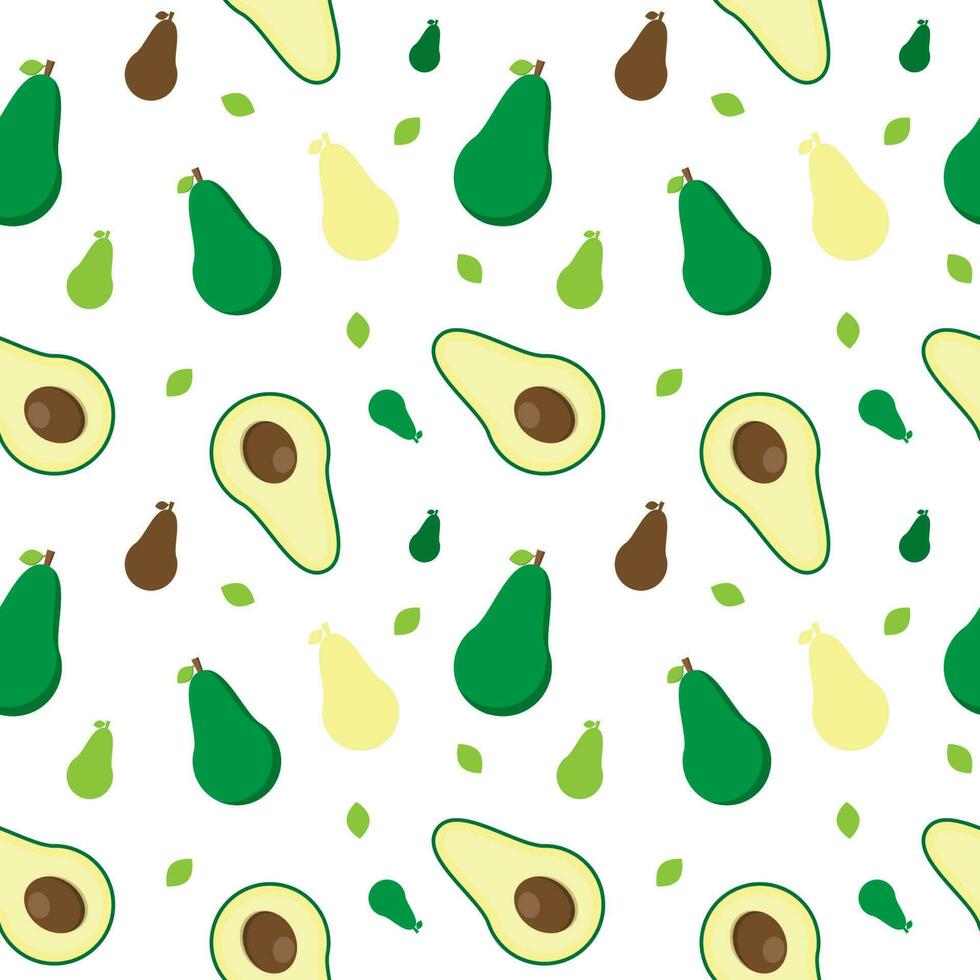 avokado färsk frukt sömlöst abstrakt mönster på vit bakgrund vektor
