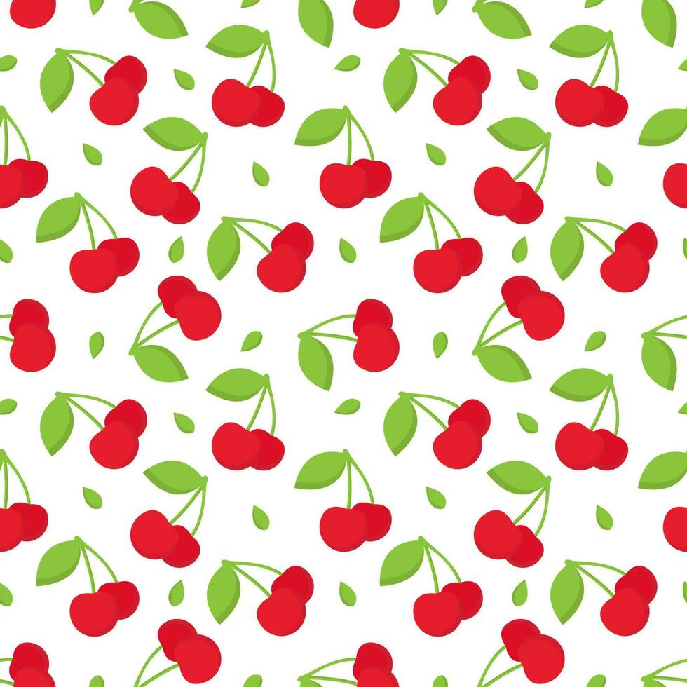 körsbär färsk frukt sömlös abstrakt mönster på vit bakgrund vektor