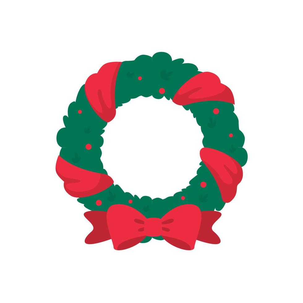 Weihnachtskranz eine Girlande aus Stechpalmenbeeren auf einem Tannenzweig. vektor
