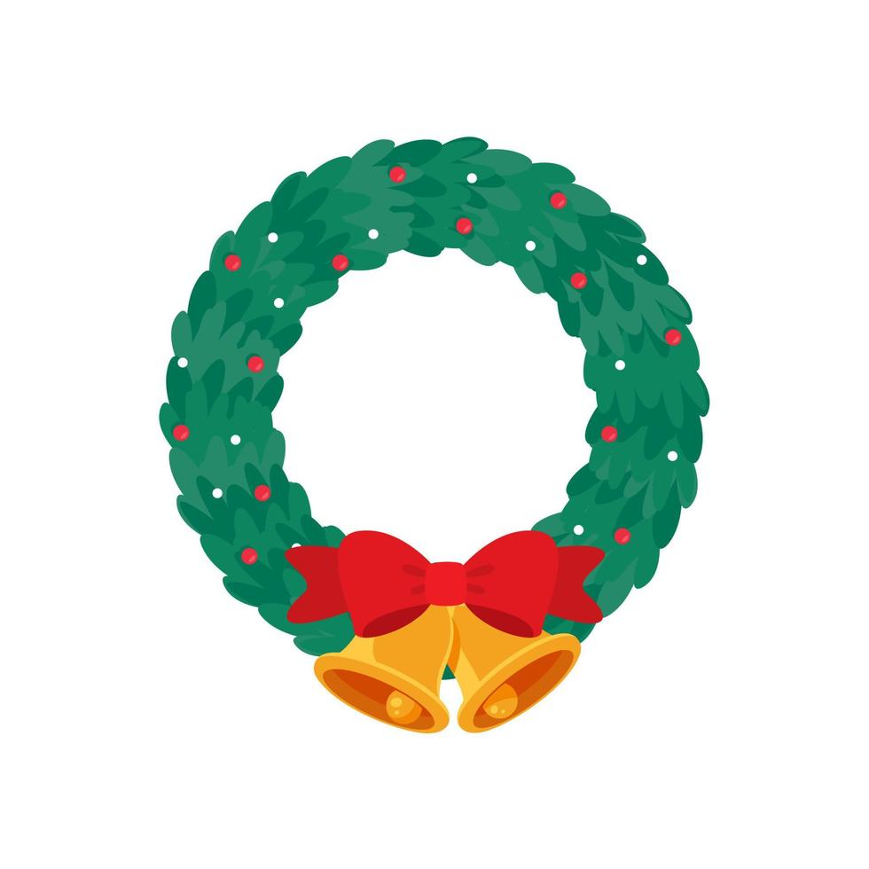 Weihnachtskranz eine Girlande aus Stechpalmenbeeren auf einem Tannenzweig. vektor