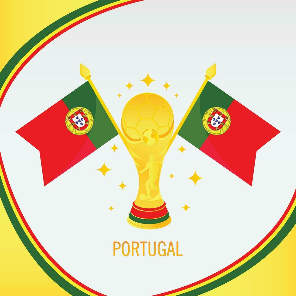 Gold Fußball Trophäe Tasse und Portugal Flagge vektor
