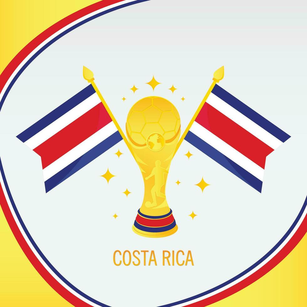 Gold Fußball Trophäe Tasse und Costa Rica Flagge vektor