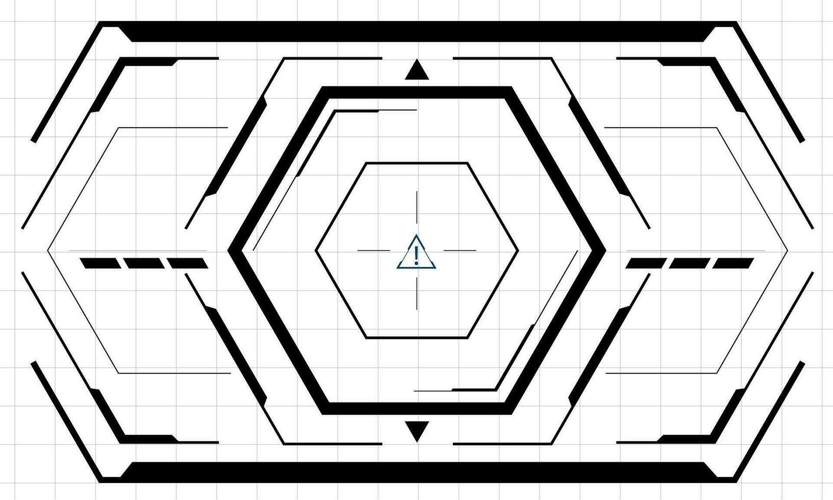 hud Sci-Fi Hexagon Schnittstelle Bildschirm Aussicht schwarz geometrisch Design virtuell Wirklichkeit futuristisch Technologie kreativ Anzeige auf Weiß Vektor