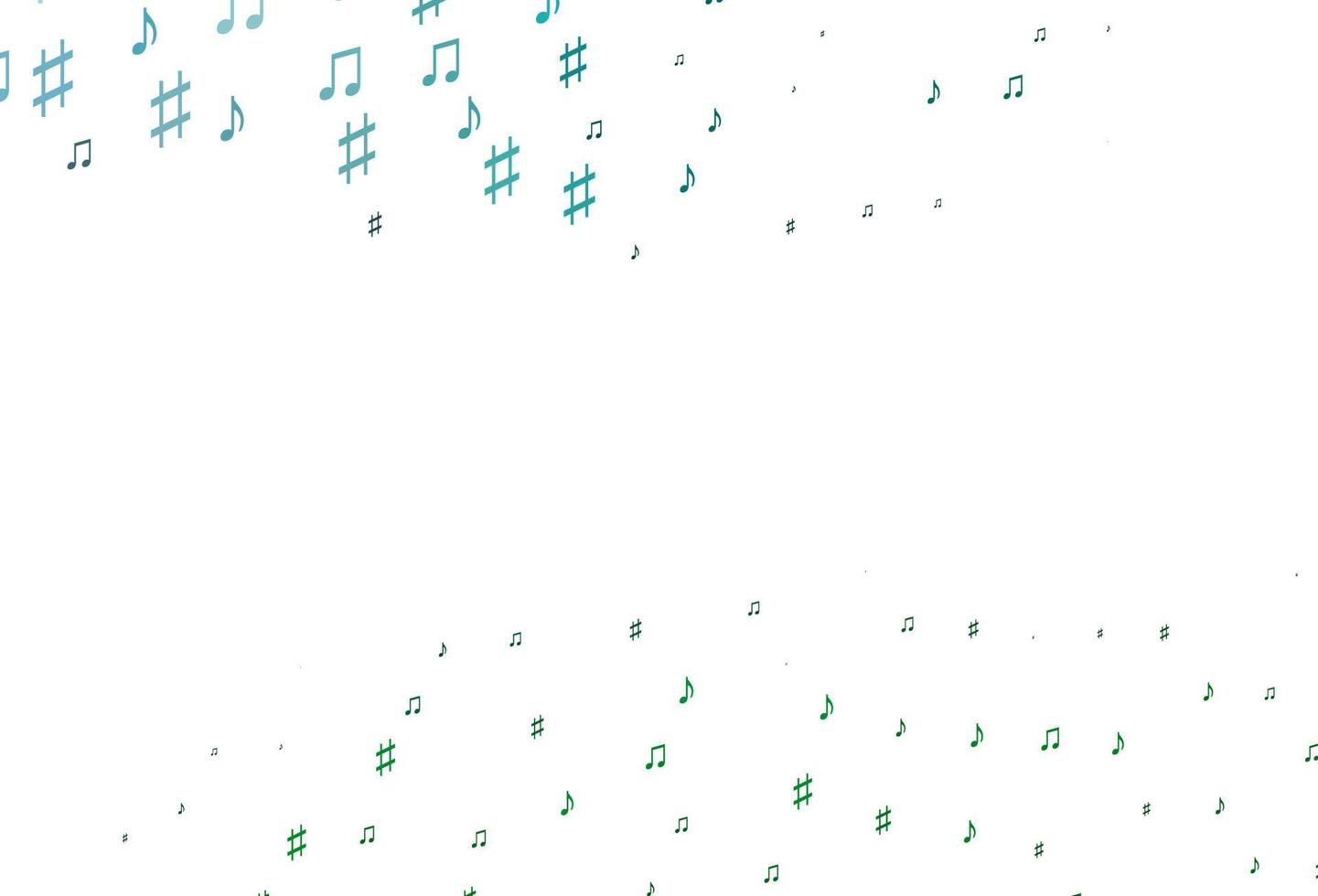 ljusblå, grön vektormall med musikalsymboler. vektor