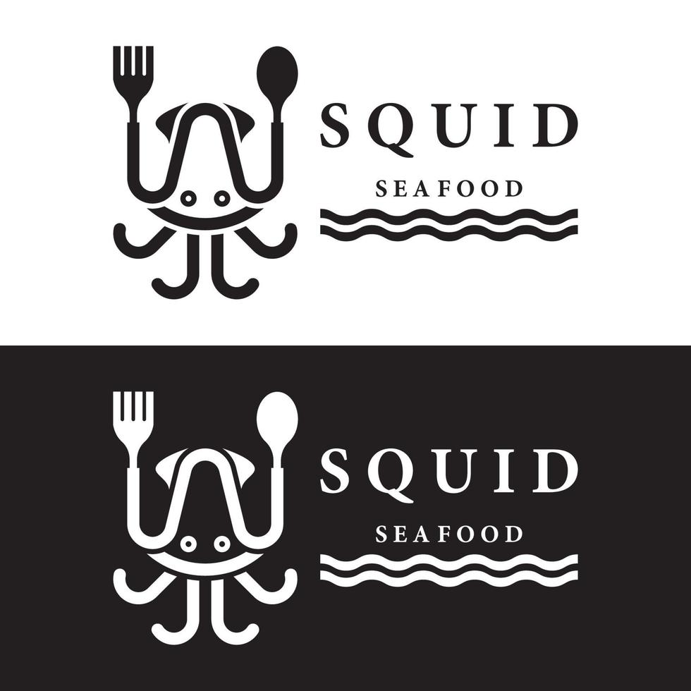 Tintenfisch-Meeresfrüchte-Vektor-Logo-Icon-Design vektor