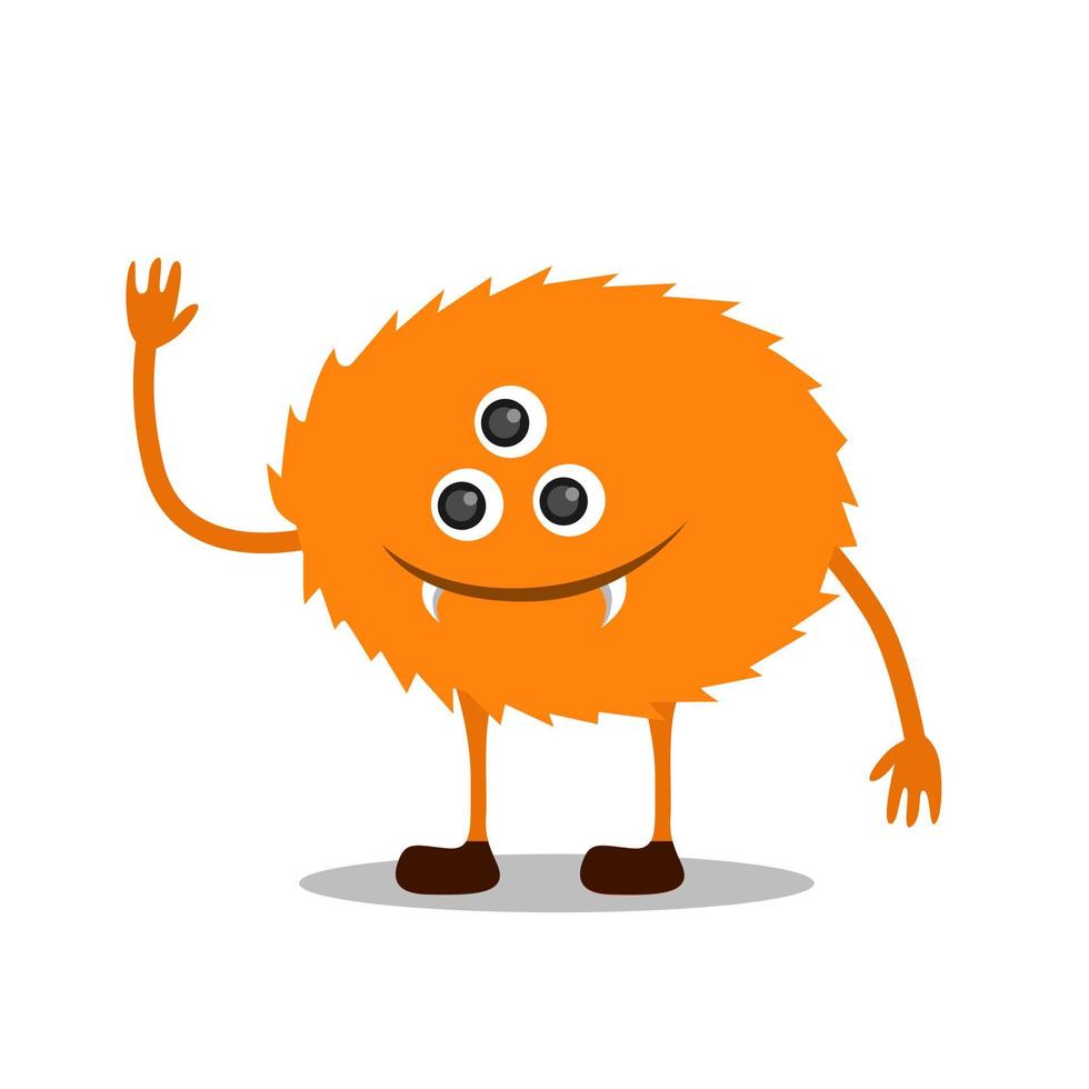 orange tecknad monster. monster design för klistermärke. vektor
