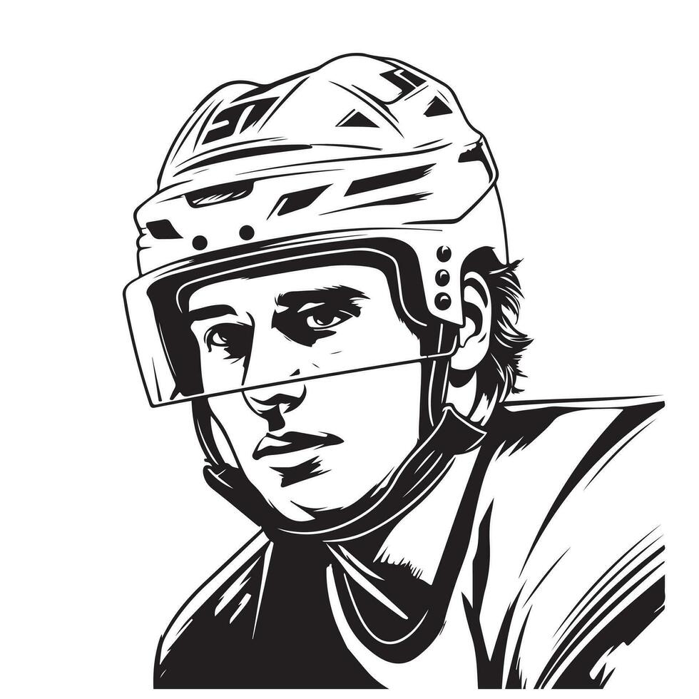 hockey spelare ansikte skiss hand dragen vektor illustration