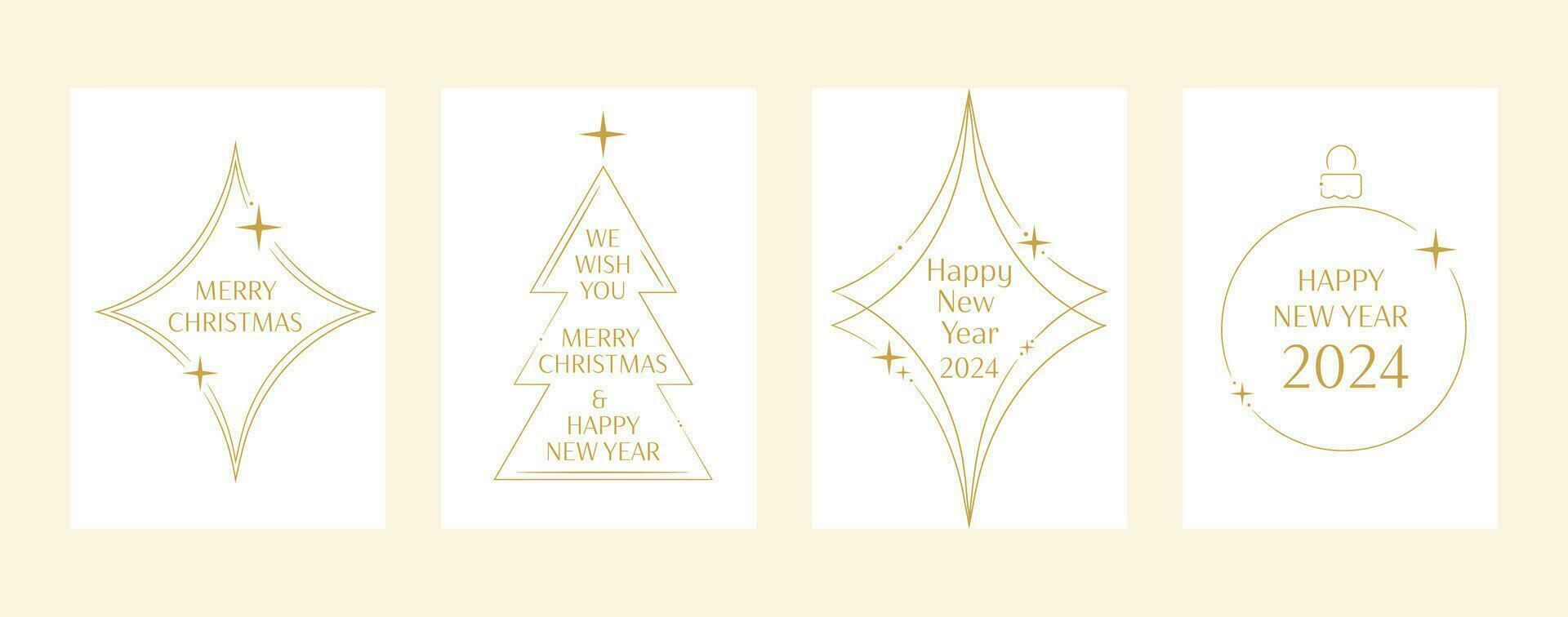 modern minimalistisk elegant Semester hälsningar vektor design, glad jul och Lycklig ny år hälsning kort, illustration begrepp bakgrund